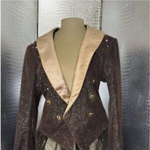 John Kristiansen Velvet Like Sequin Fur Costume Jacket with Tails-Beast Style